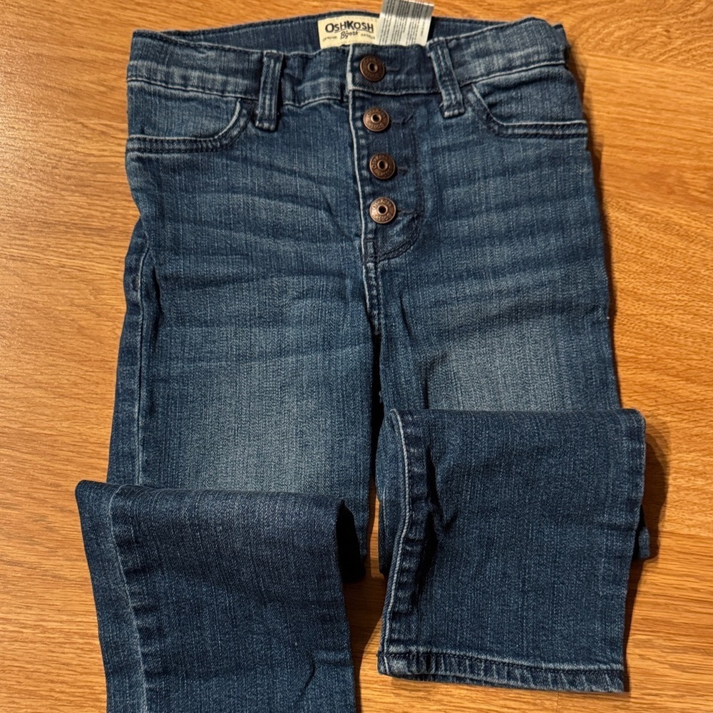 OshKosh B'gosh Blue Denim Button Fly snap up Jeans kids size 5